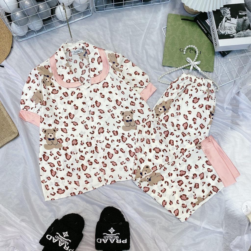 Đồ Bộ Ngủ Nguyên Set Pijama Quần Dài Tay Ngắn Lụa Mango Thiết Kế Cao Cấp Không Xù Mẫu Hot 2021