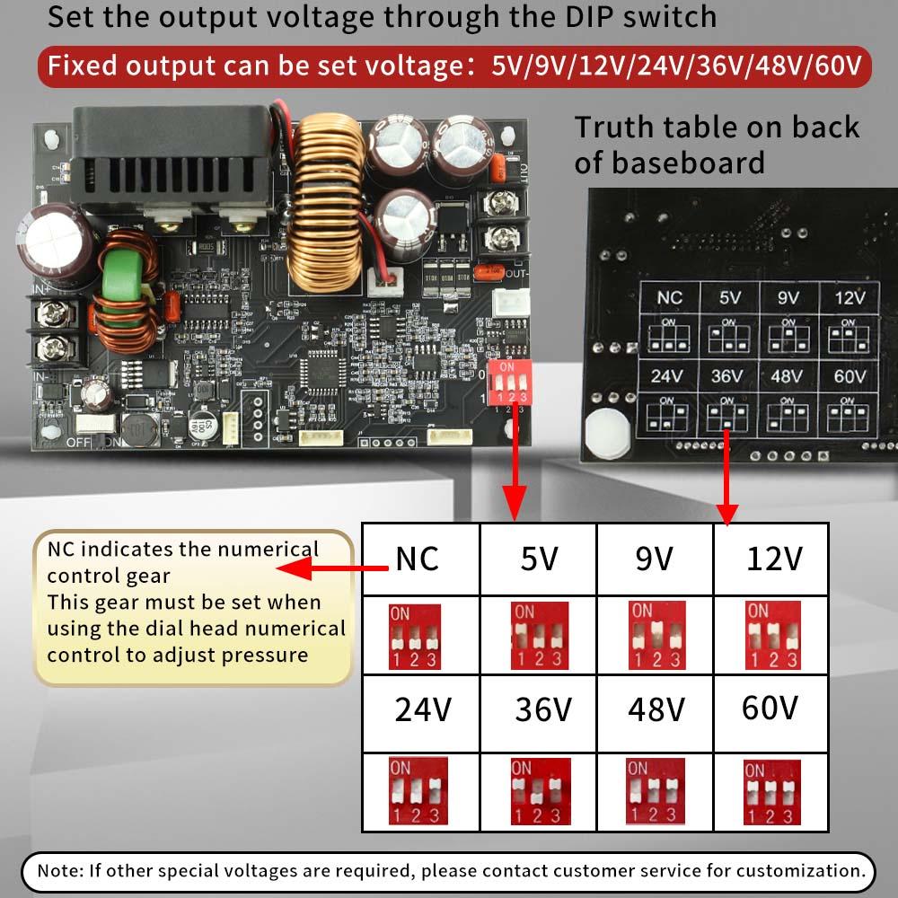 LCD Display CNC Adjustable Direct Current Stabilized Voltage Power Supplys Constant Voltage and Constant Current 20A 1200W Step-down Module