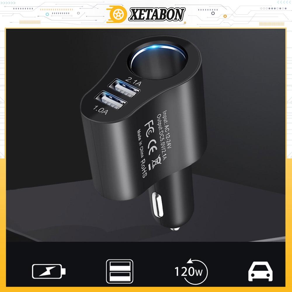 Tẩu sạc ô tô - Tẩu chia sạc đầu ra 2 cổng usb, 1 cổng tẩu tròn thích hợp cho tất cả loại xe