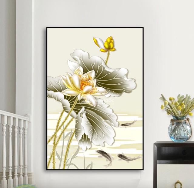 Tranh treo tường mẫu hoa sen hồng