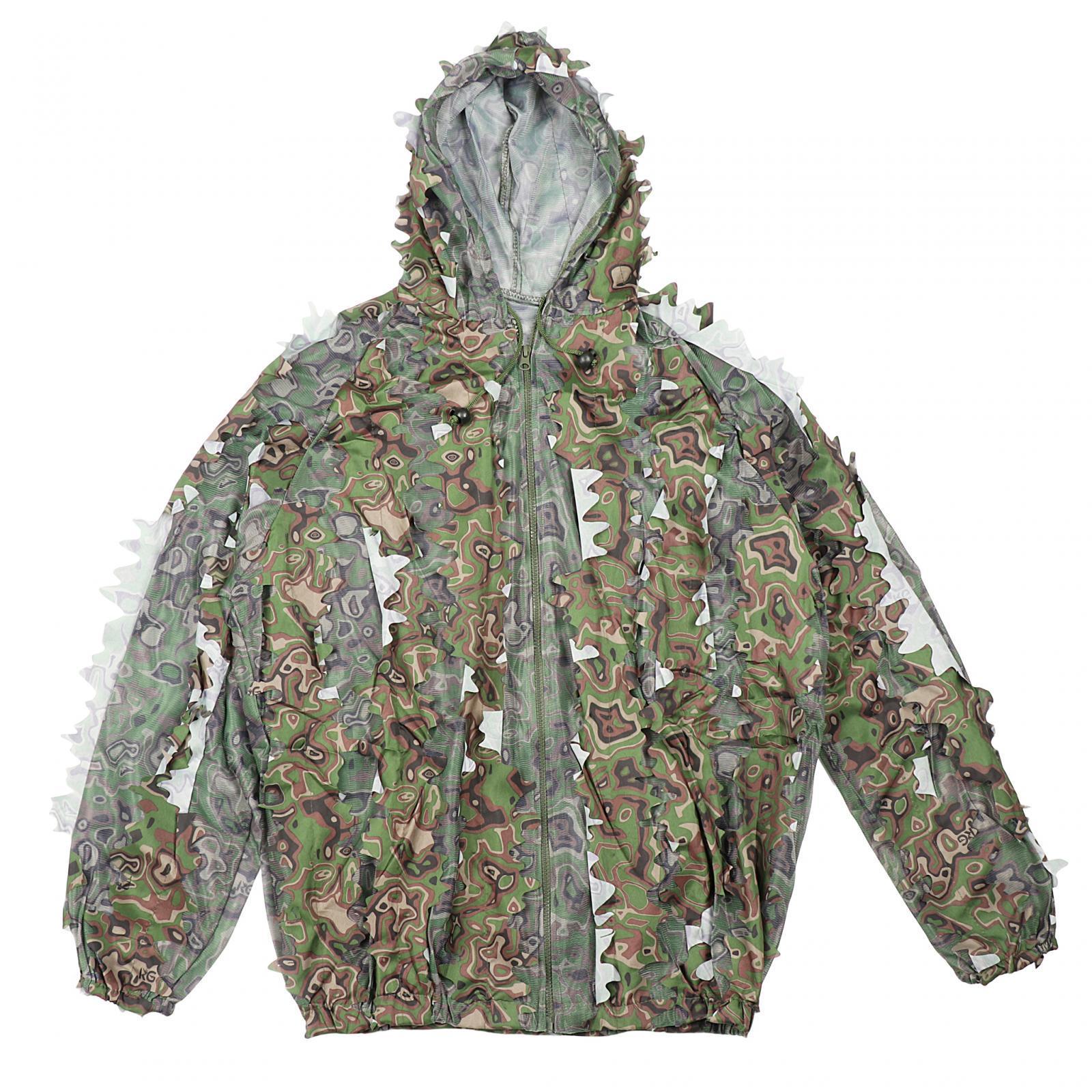 3D Leaves Ghillie Suit Set Woodland Hunting Jacket Pant Forest Adventure Clothes Summer Clothing Camouflage for Farming Hiking Jungle Adults