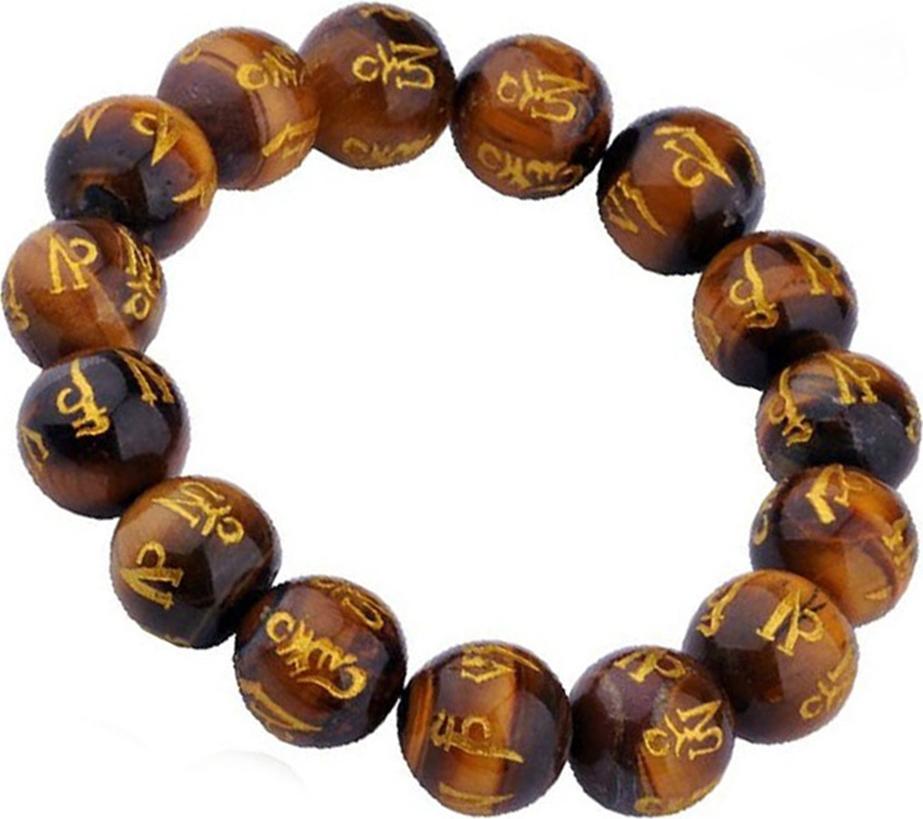 Opal Mắt Hổ Khắc Kinh Chữ Phạn 12mm LắcTay