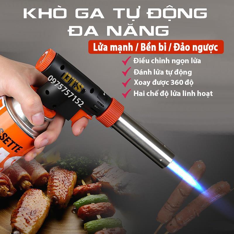Đèn khò ga xoay 360 độ đánh lửa tự động, hai chế độ lửa linh hoạt, cây đèn khò đa năng - Núm điều chỉnh nhiệt 1300 độ C