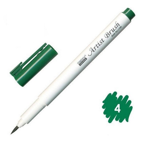 Combo 4 bút lông đầu cọ viết calligraphy Marvy Artist Brush 1100 - UP.PENS Collection -Green Colors 1