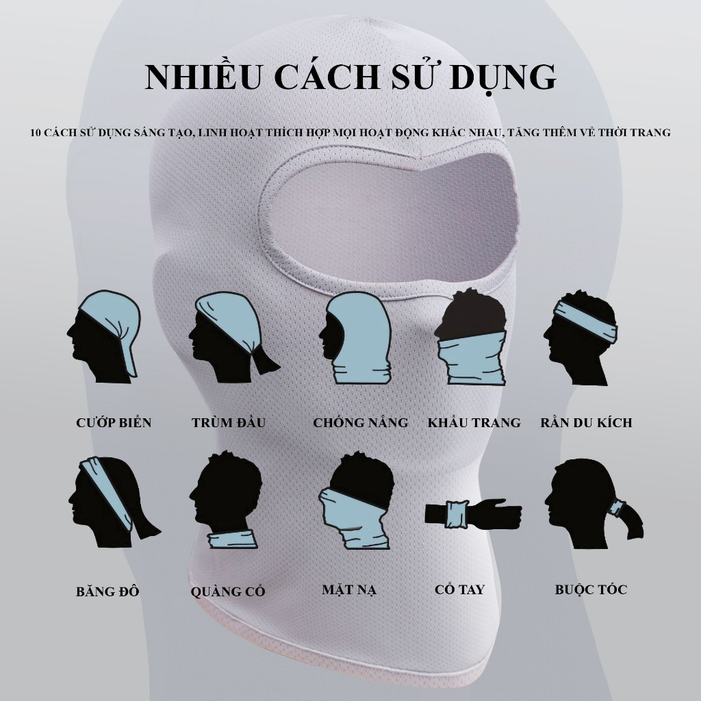 Khăn trùm kín mặt chống nắng, chống tia UV khi đi xe dành cho cả nam và nữ Rimix Khăn trùm đầu Ninja Fullface đi phượt (Màu đen) KHẨU TRANG TRÙM KIỂU NINJA