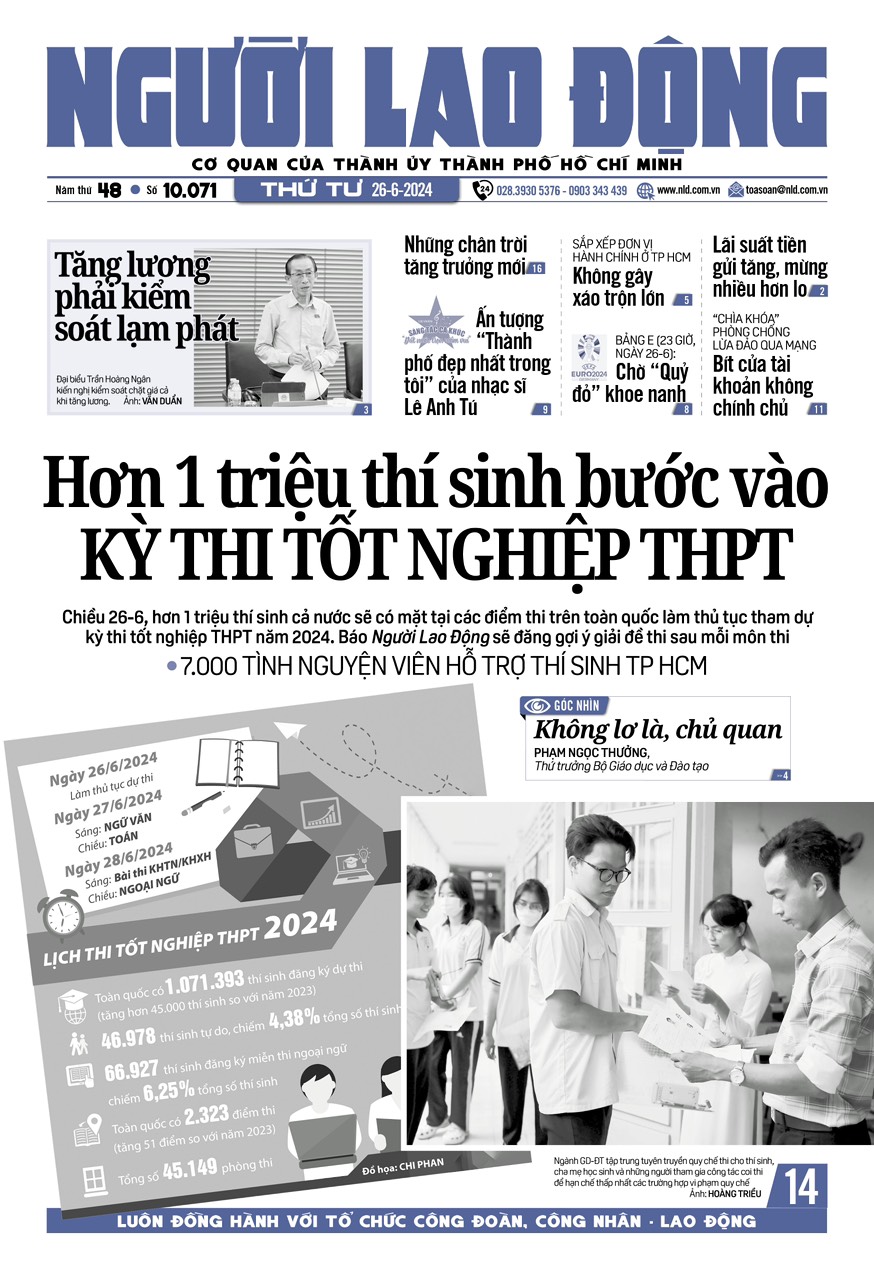 Nhật báo Người Lao Động từ ngày 24-06-2024 đến 30-06-2024