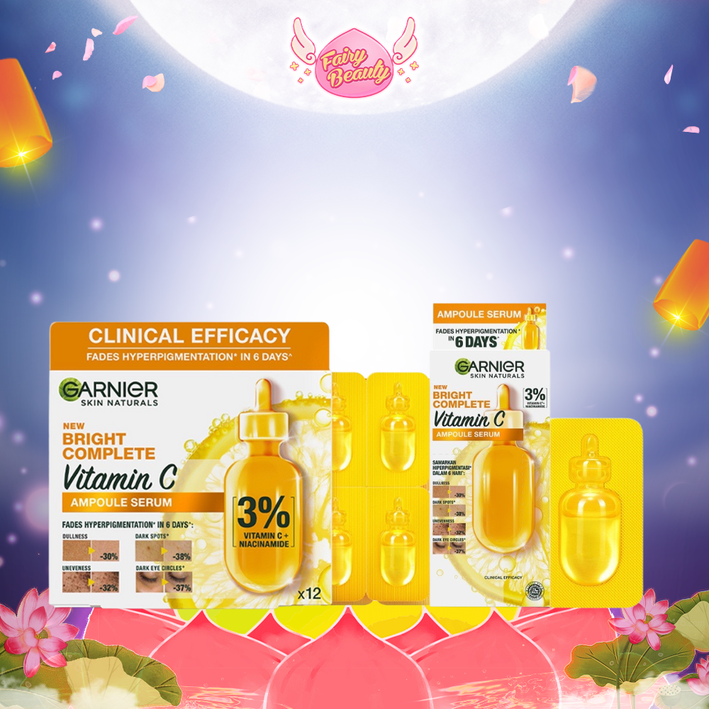 [GARNIER] Tinh Chất Vitamin C Cô Đặc Giúp Sáng Da &amp; Mờ Thâm Hiệu Quả Bright Complete Ampoule Serum 1.5ml/12x1.5ml