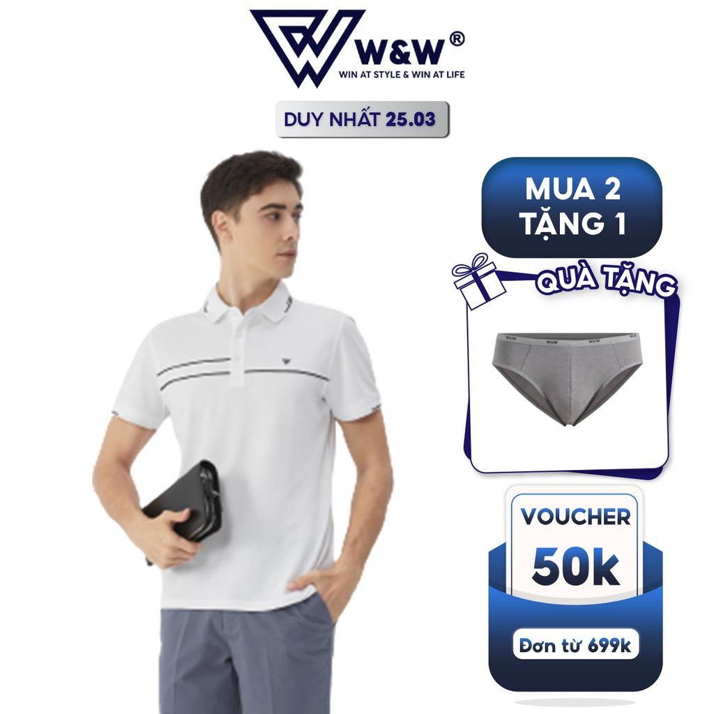 Áo Polo Nam Form Chuẩn W&amp;W Thiết Kế Khỏe Khoắn, Năng Động Đường Phối Tinh Tế, Vải Coolmax Mềm Mịn, Thoáng Mát WPO89R