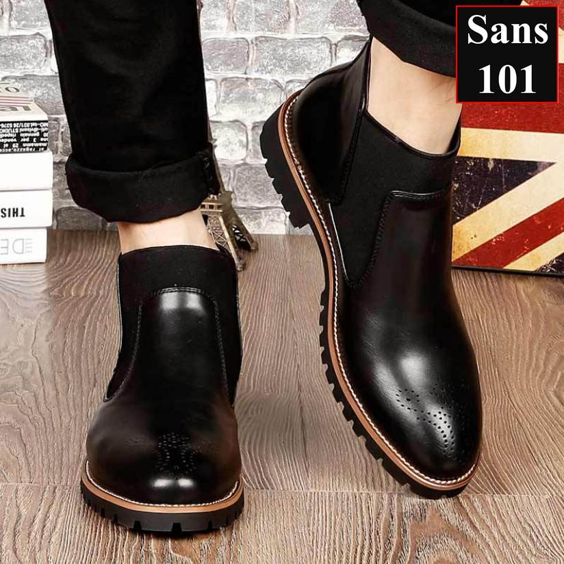 Giày Chelsea Boots Nam Da Bò Giày Bốt Nam Da Thật Sans101