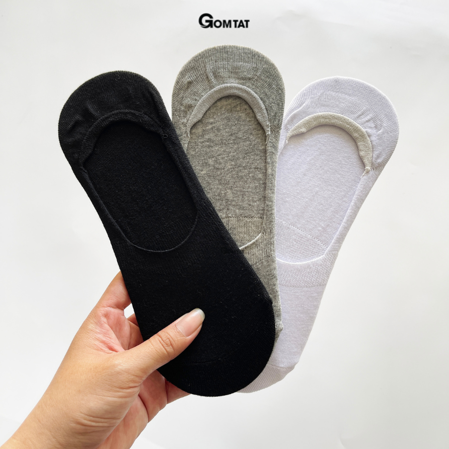 Combo 5 Đôi Tất Nam Mang Giày Lười Vải Cotton Mềm Mại Thoáng Mát Có Đệm Cao Su Chống Trượt Gót Chân - TAT-LUOI-02-CB5