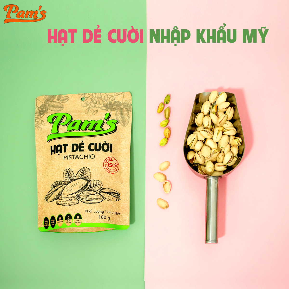 COMBO Chăm Sóc Tim Mạch - Hạt Óc Chó Chile (500g) + Hạnh Nhân Rang Bơ(500g) + Hạt Dẻ Cười(180g) Pam's