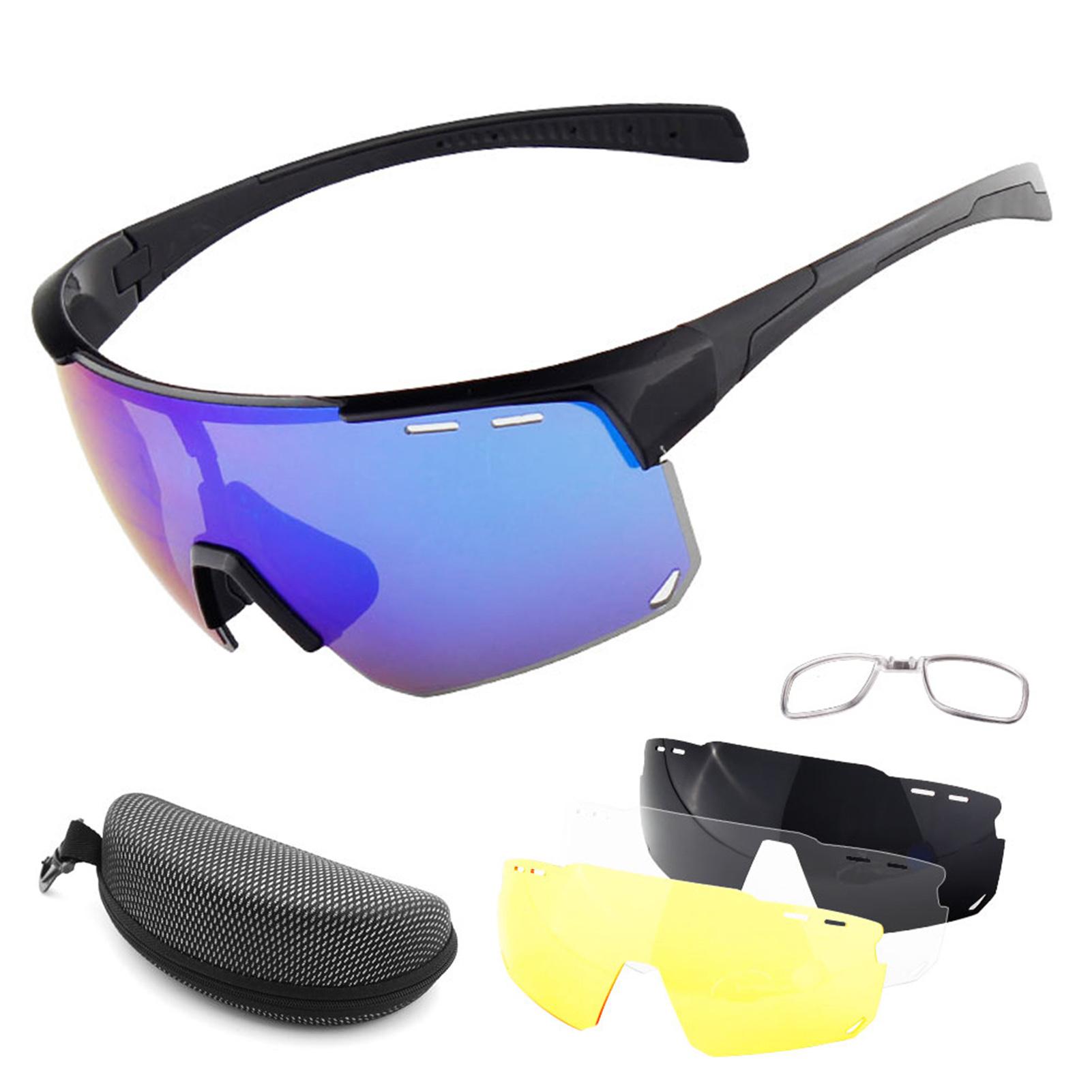 Kính đi xe đạp với 3 thấu kính dự phòng Kính râm thể thao UV400 Kính râm đi xe đạp MTB dành cho nam giới Nữ chạy bộ Lái xe Câu cá