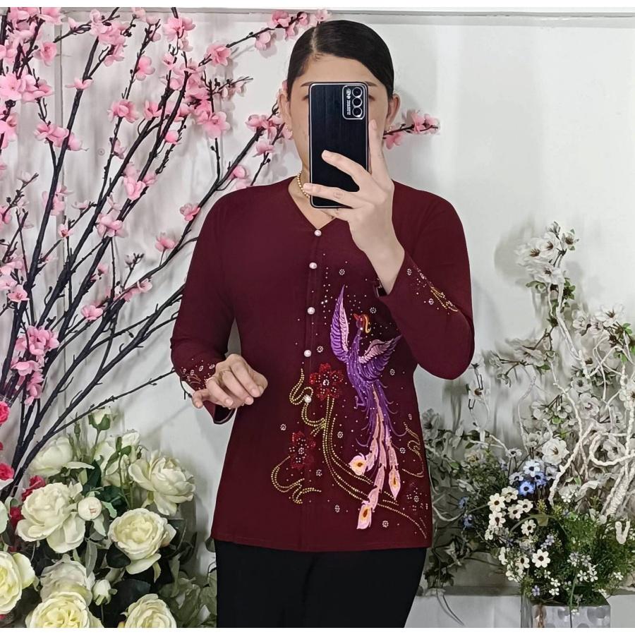 Áo Bà Ba Thêu Hoa Đá - Không Quần - Mã PĐ