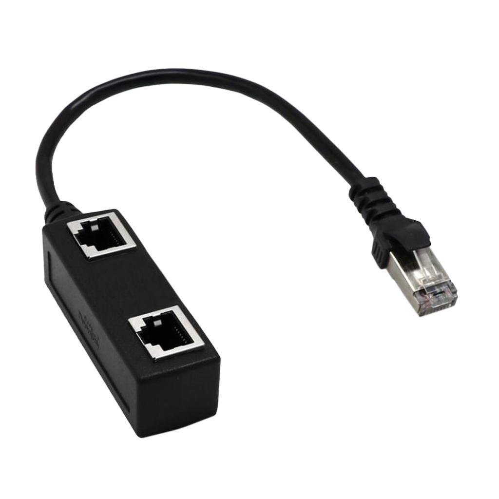 1 to 2 Port Ethernet Switch Y Splitter Adapter Cable for CAT 5/ 6 LAN