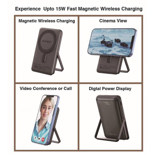 Pin Dự Phòng Mazer Infinite Boost Mag Stand Mini Qi Wireless MagAir13 Sạc Không Dây Dung Lượng 10000mAh Hàng Chính Hãng