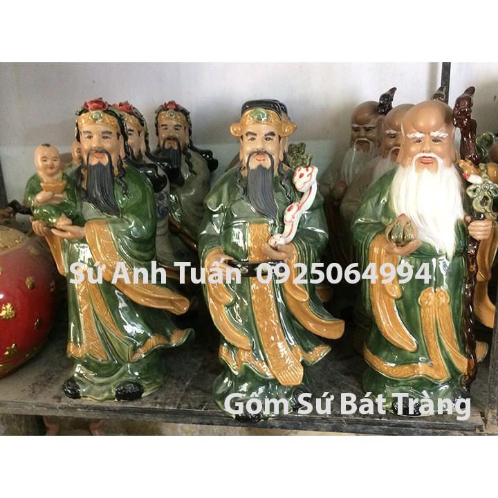 Tượng phúc lộc thọ men ngọc - Gốm sứ bát tràng