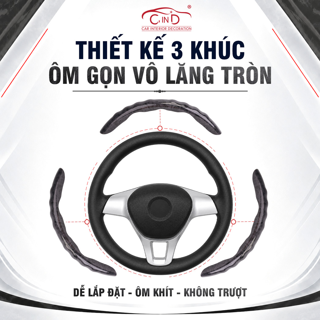 Ốp Bọc Vô Lăng CIND Vân Gỗ Đào Sang Trọng Mỏng Nhẹ Chống Trượt Phù Hợp Nhiều Dòng Xe