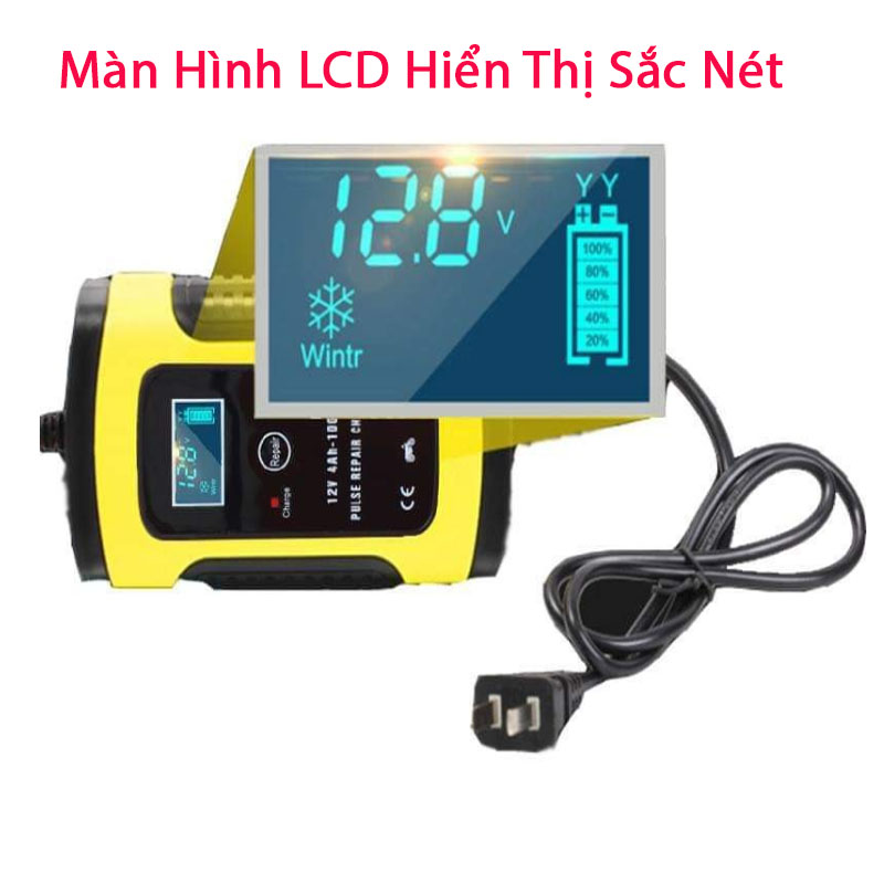 Máy Sạc Bình Ắc Quy 12V- 100Ah - Tự Động Ngắt Khi Sặc Đầy, Có Khử Sunfat Phục Hồi Bình Ắc Quy