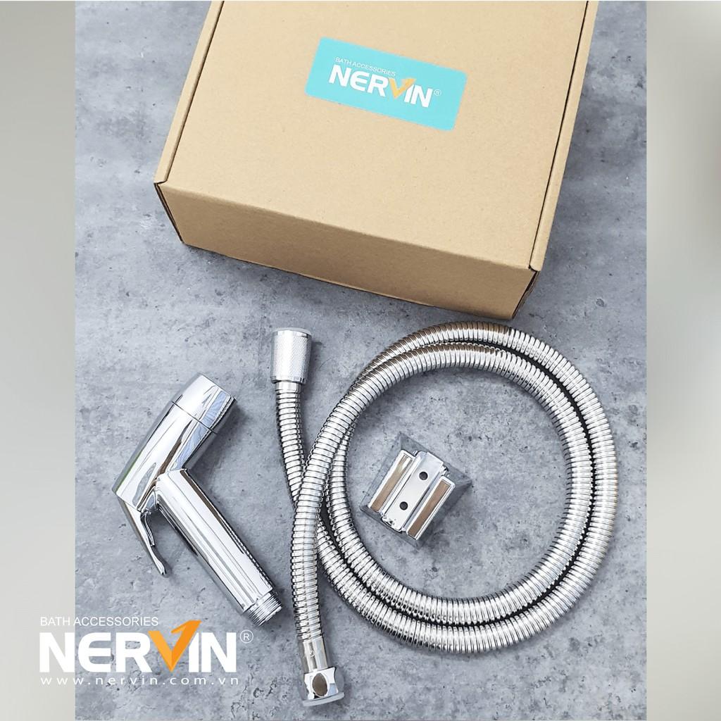 Vòi xịt vệ sinh cao cấp, kèm dây dẫn và đế cài NERVIN NV-202