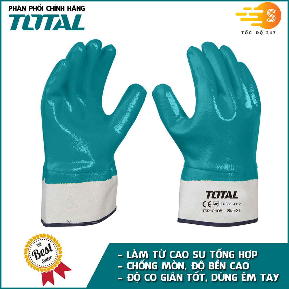 Găng tay cao su tổng hợp đa dụng TOTAL TSP12105 - size XL người lớn, không gây dị ứng, kích thích da, đeo thoải mái, bảo vệ da tay