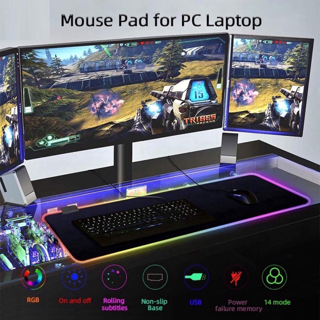 Lót chuột gaming LED RGB cỡ lớn (80 x 30 cm), Pad chuột chơi game LED RGB nhiều màu dày 4mm siêu bền