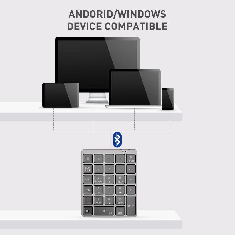 Không Dây Số Bàn Phím Bluetooth Bàn Phím Số Teclado Mecanico Hợp Kim Nhôm Dành Cho Windows Laptop Máy Tính Bảng Android Máy Tính Để Bàn