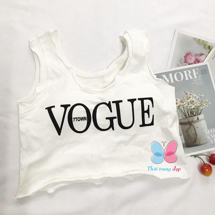 Áo Thun sát nách cho Nữ dáng Croptop từ 35-45kg in chữ vogue - AONU15