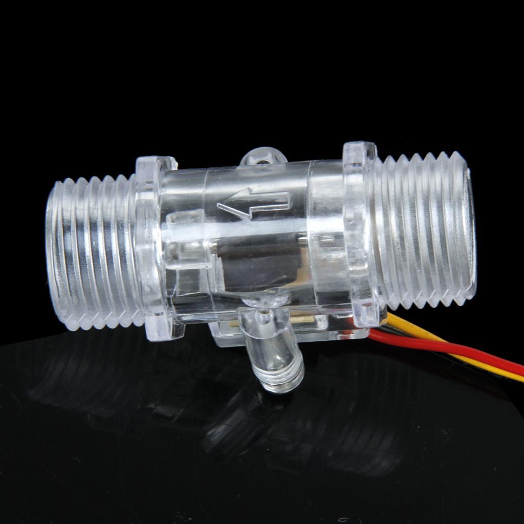 8X Transparent Water Flow Sensor Flowmeter Hall Flow Sensor Water control