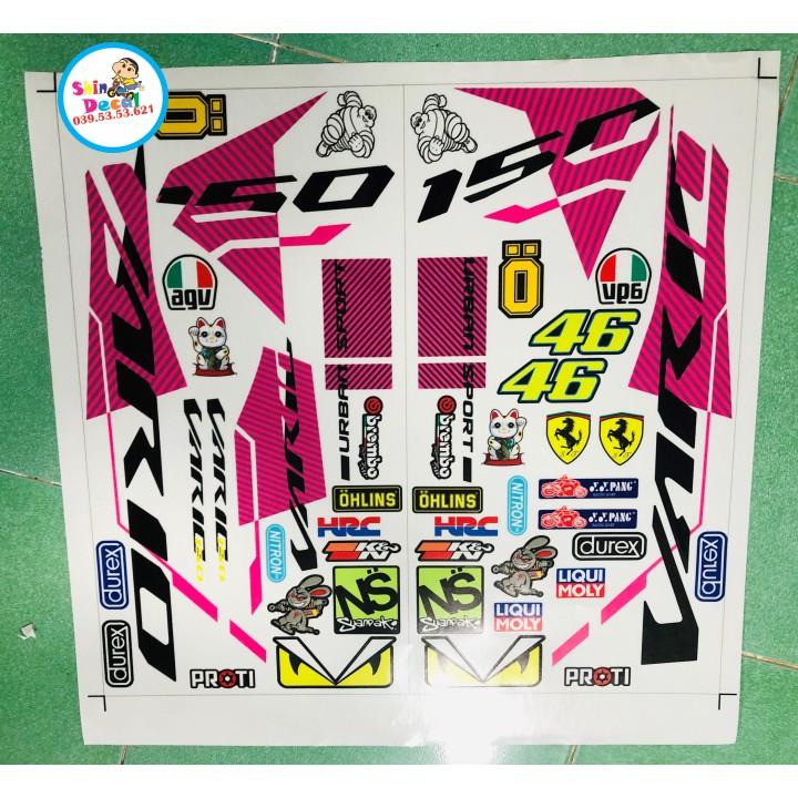Tem rời vario 150 indo hồng dán xe trắng