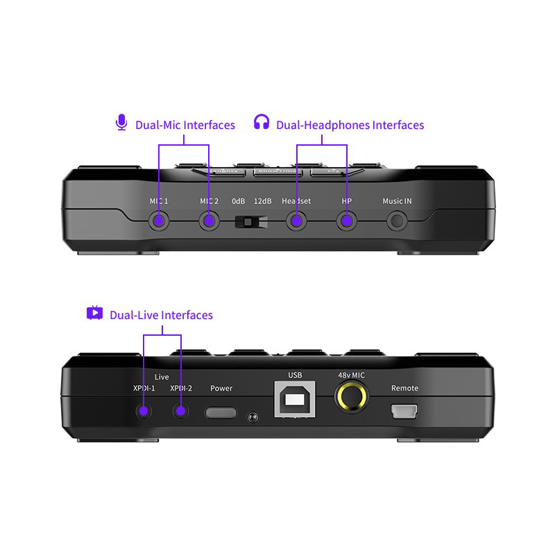 XOX BD2 - Sound Card Bluetooth, 48V Hát Karaoke Online, Livestream, Podcast Và Phòng Thu - Hàng Chính Hãng