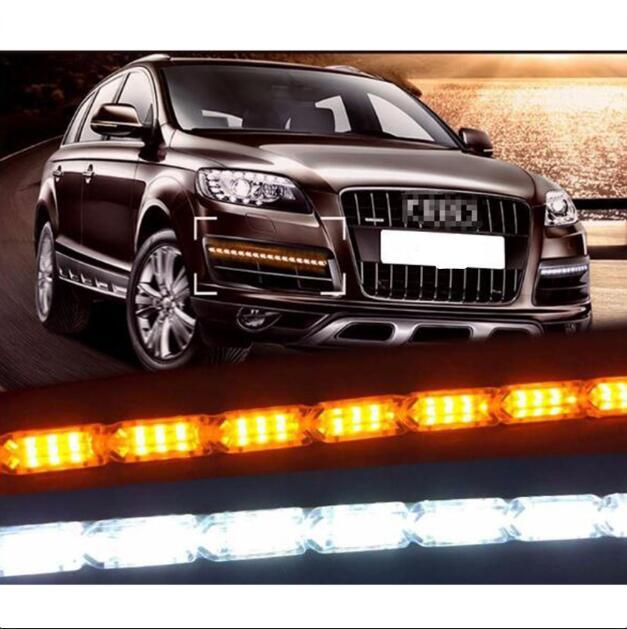 2pcs Flexible LED Strip Light DRL Daytime Running Light Waterproof Sequential Flow Headlight Runners Corner Turn Signal DRL