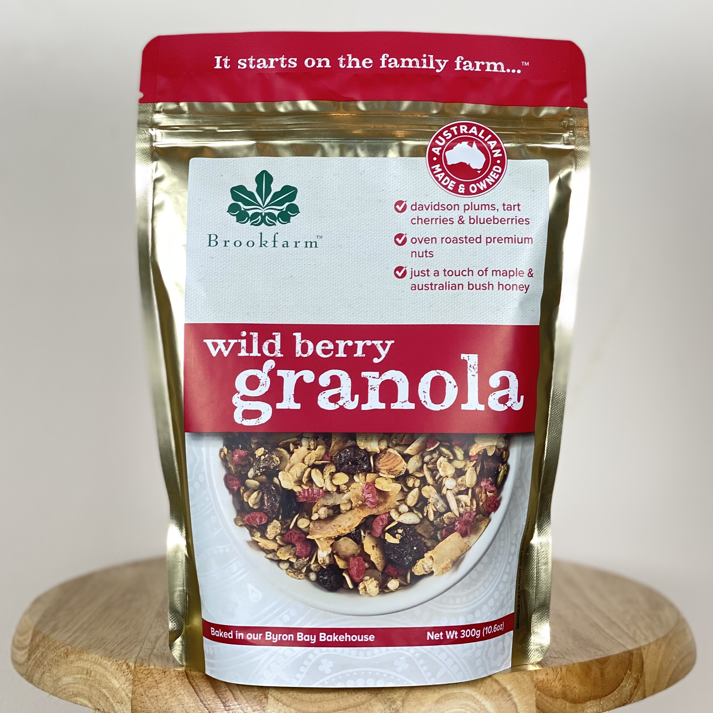 [Chính hãng] Gói Ngũ cốc Brookfarm Wild Berry Granola, mận rừng nhiệt đới Davidson - Gói 300g