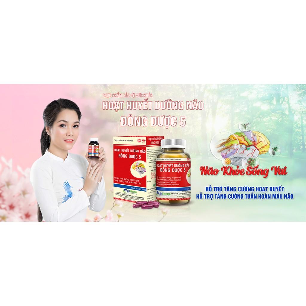 Viên uống hoạt huyết dưỡng não Đông Dược 5 Asia Pharma hỗ trợ thiểu năng tuần hoàn não - Hộp 30 viên