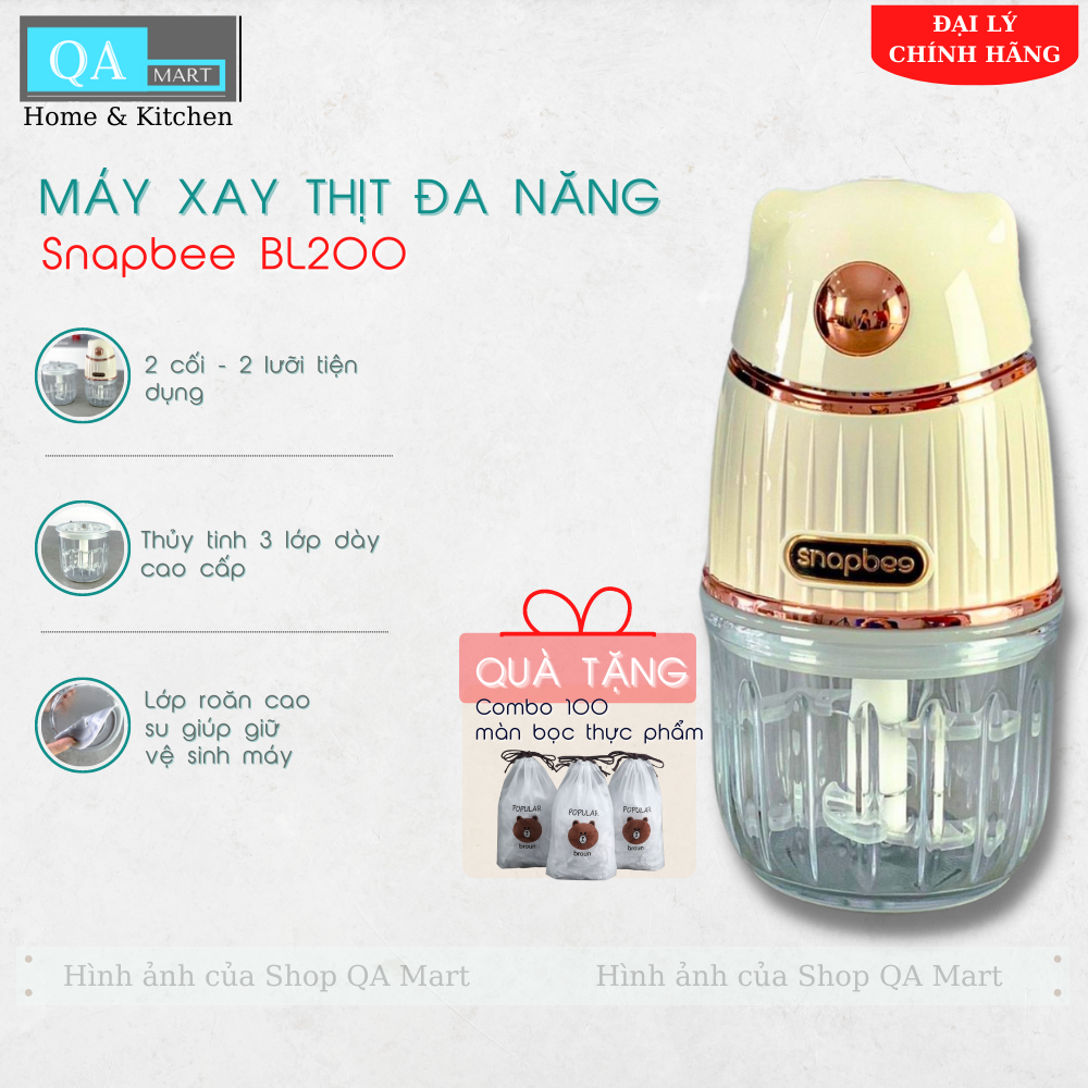 Máy xay thịt đa năng Snapbee BL200 - Dung tích 6l- Tặng kèm màn bọc thực phẩm - Công Suất 200W - Hàng chính hãng