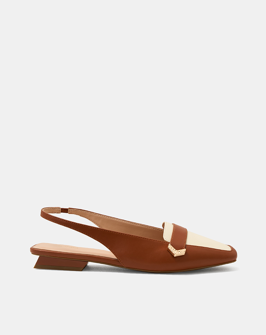 Giày Búp Bê Nữ 3cm Thời Trang JUNO Slingback Đế Bệt Mũi Loafer BB03126