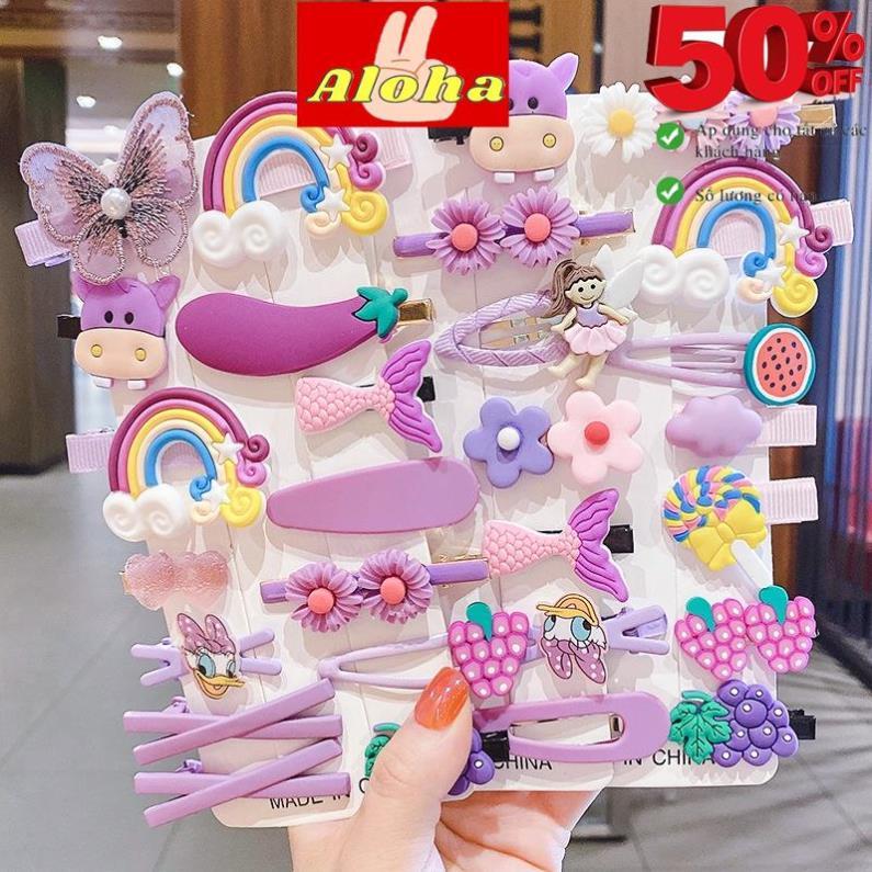 GIÁ RẺ NHẤT Kẹp tóc cho bé gái set 14 chiếc họa tiết rất dễ thương ALOHA SHOP