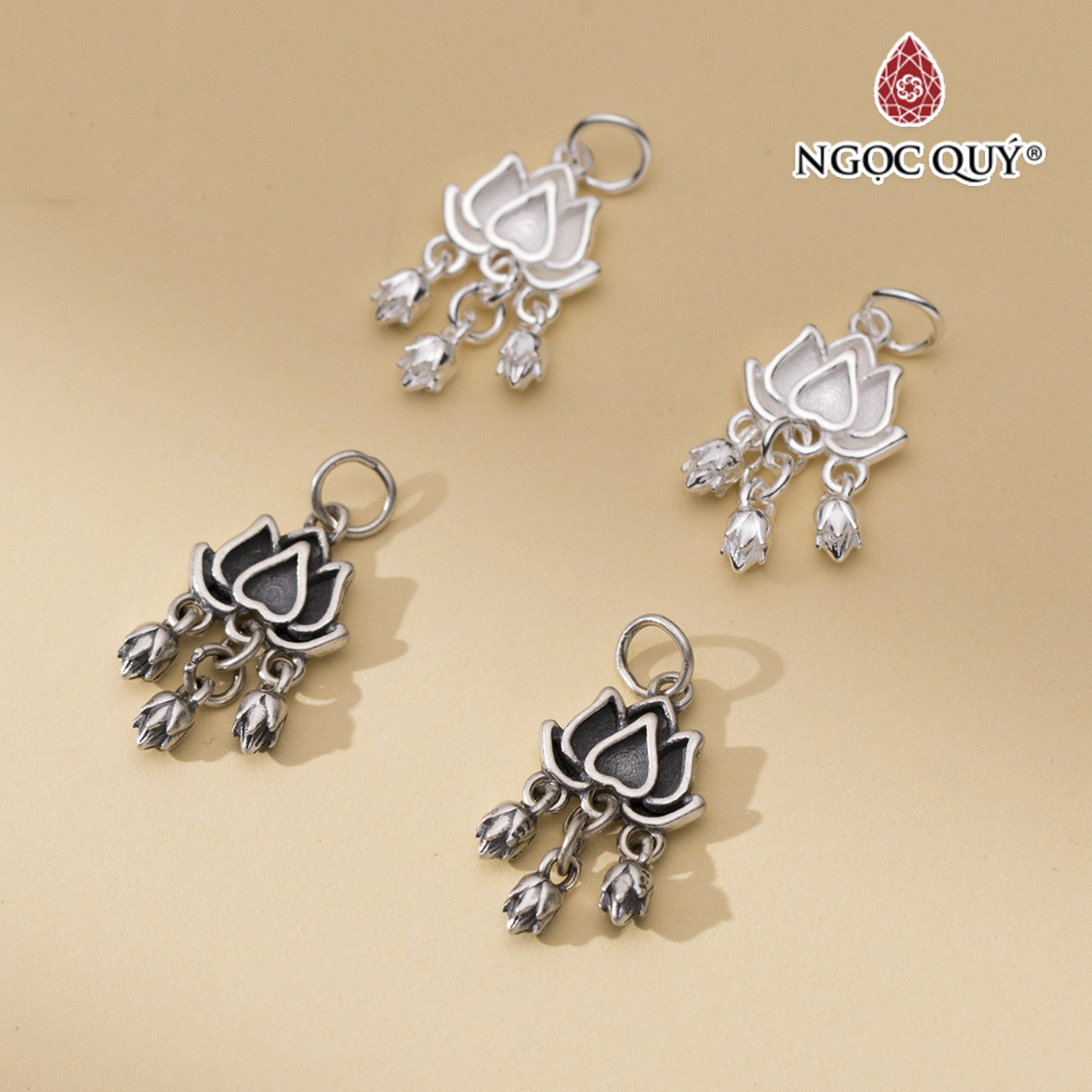Hình ảnh Charm bạc hoa sen treo - Ngọc Quý Gemstones