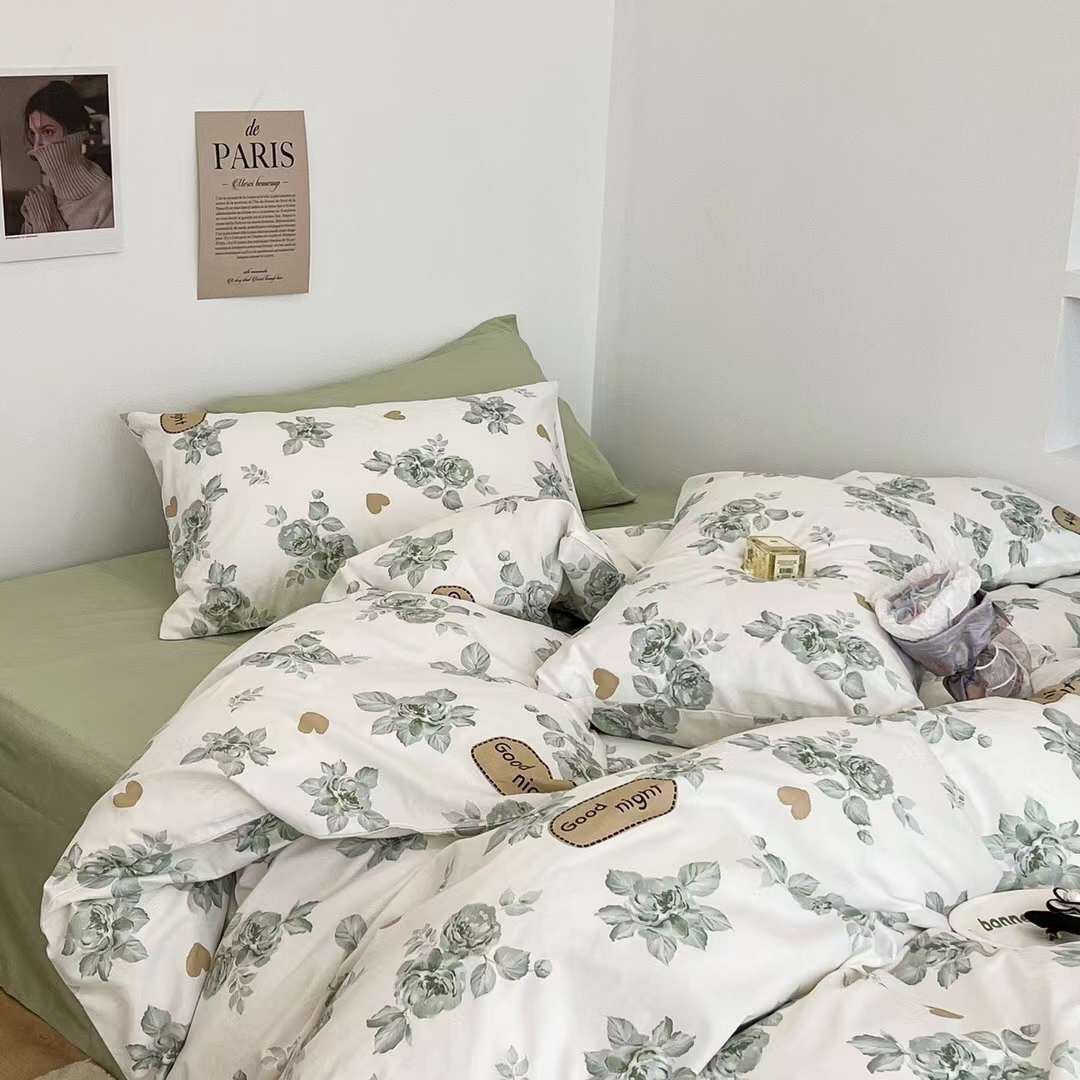 Set chăn ga gối COTTON FLOWER NHỮNG BÔNG HOA BÔNG GÒN XINH XẮN chất liệu thoáng mát dùng được 4 mùa
