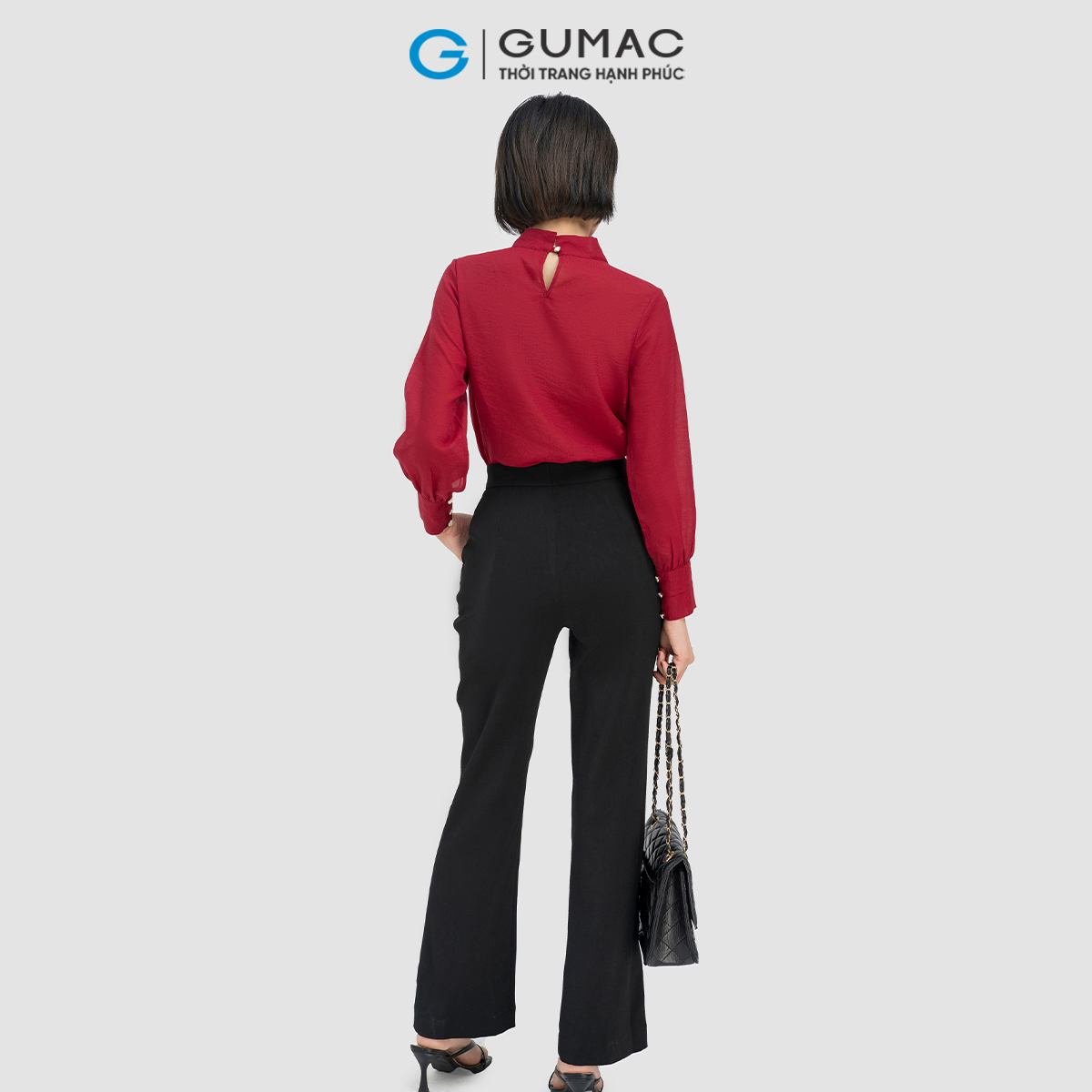 Quần tây nữ ống loe chiết ly tôn dáng thanh lịch GUMAC QD04030