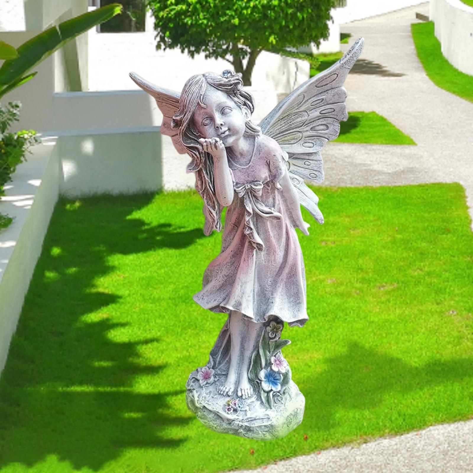 Charming Fairy Statue Figurine Ornament Craft Backyard Resin