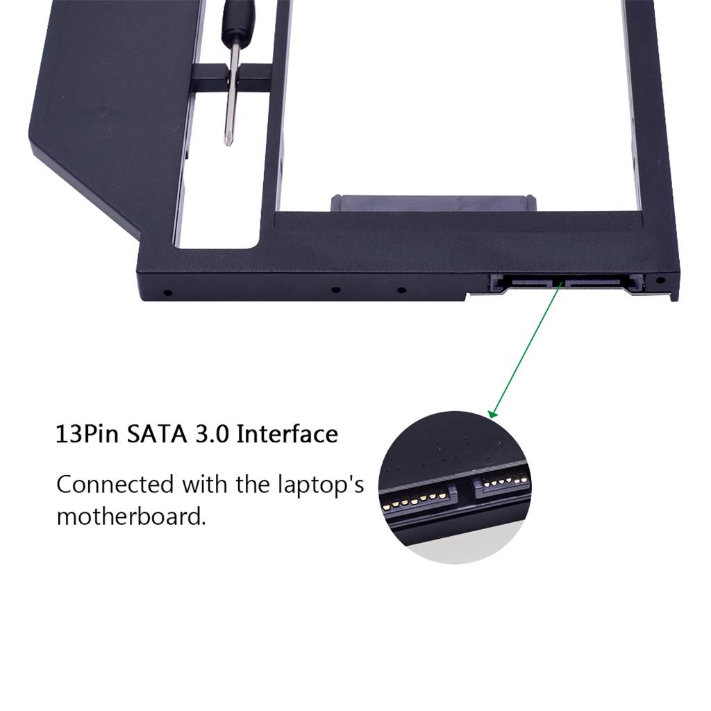 SATA HDD Caddy 9.5mm SATAIII for 2.5" Enclosure CD/DVD-ROM Optical Bay