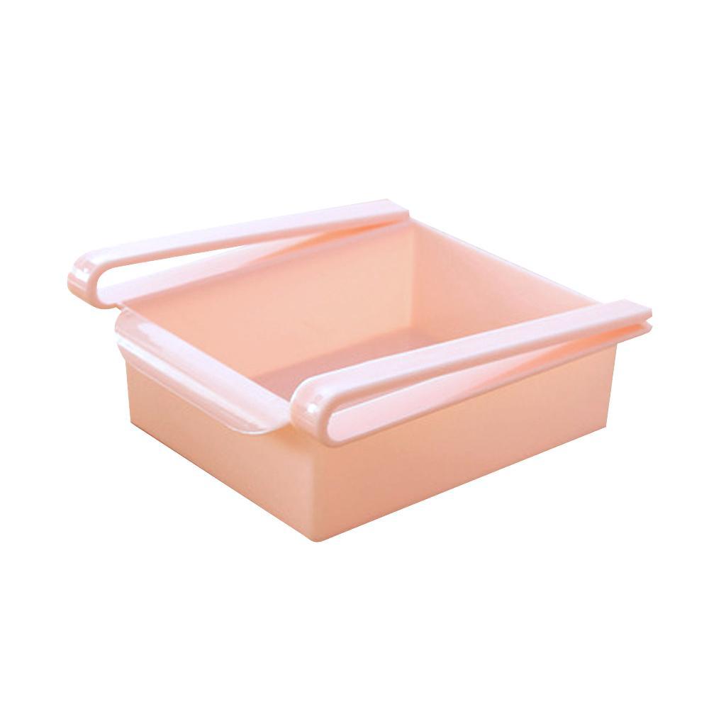 2x Fridge Table Space Saver Storage Box Food Organizer Rack Holder Pink