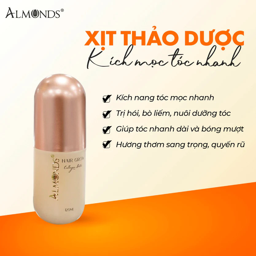 Xịt Thảo Dược Kích Mọc Tóc Almonds Hair Grow 120ml