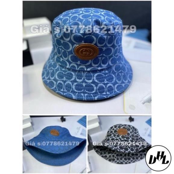 Mũ bo jean bucket in logo da thời trang