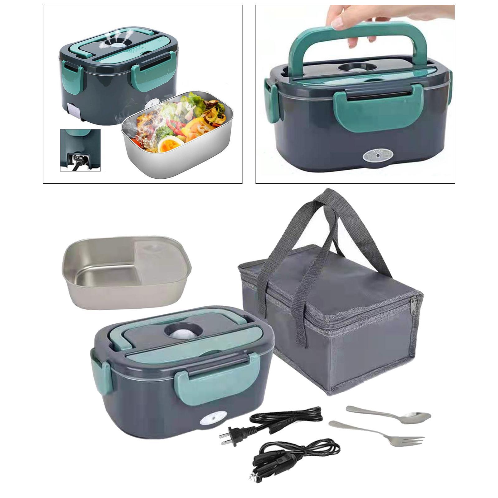 Electric Lunch Box with Spoon and Fork with Storage Bag 1.5L Detachable Bento Box Lunch Container Heating Lunchbox for Traveling Home Car