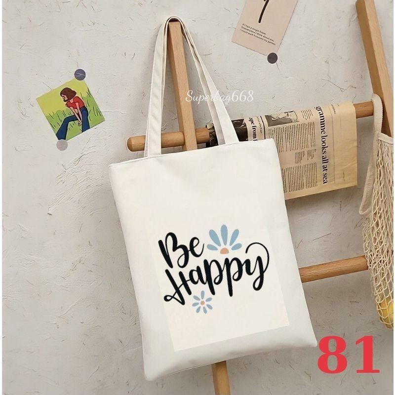 Túi tote túi vải canvas Hàn Quốc hình đáng yêu đựng vừa A4 laptop đi chơi đi học Superbag668 HQ215