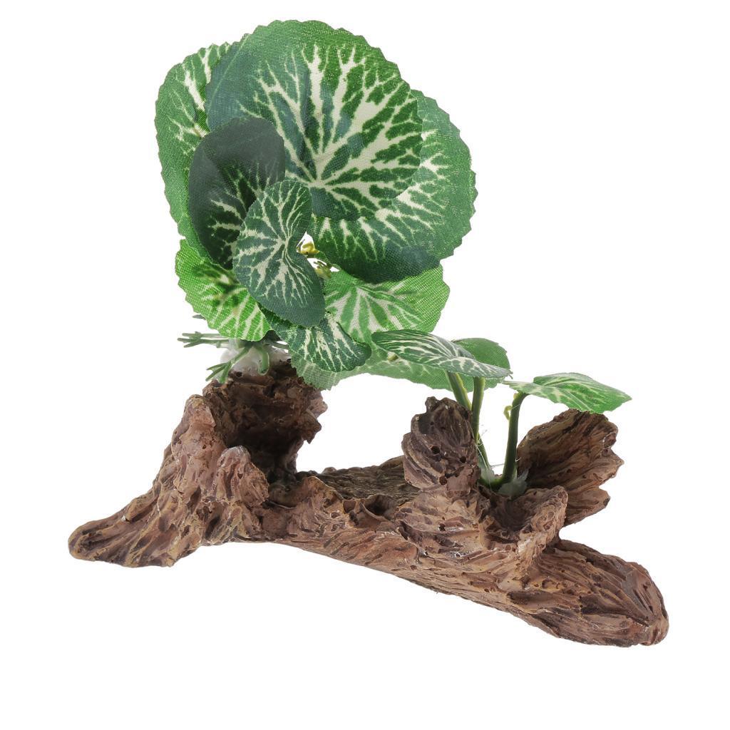 2x Reptile Resin Decor Plant Reptile Hiding Plant Lizard Turtle Habitat