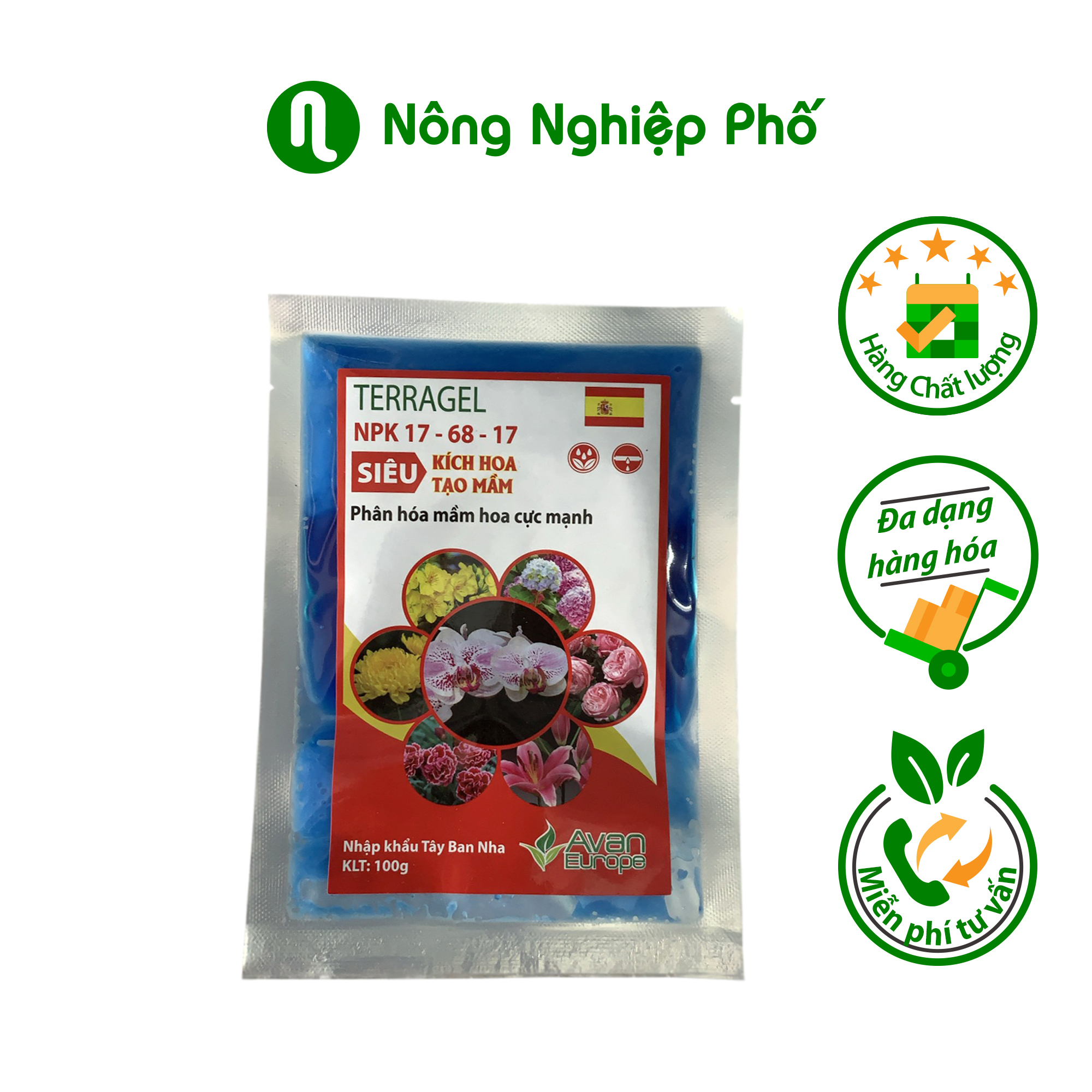 Tạo mầm hoa Terragel NPK 17-68-17 - Gói 100g