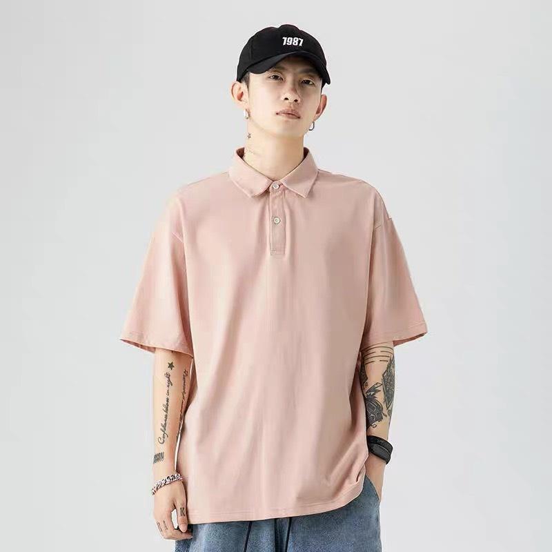 Áo polo tay lỡ trơn đơn giản nam nữ đều mặc, chất cotton mặc đi học đi chơi đều đẹp A1
