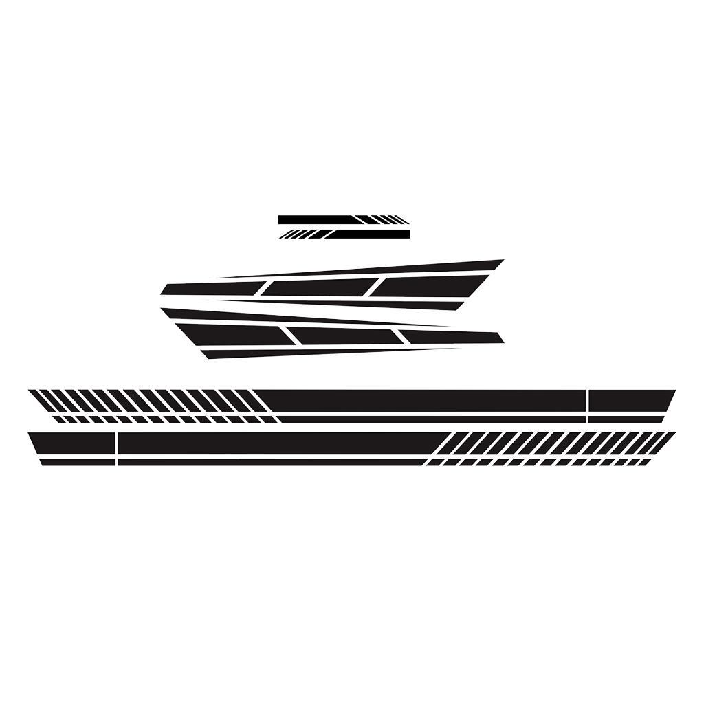 6PCS Long Stripe Graphics Car Racing Side Body Mirror Decals - Black